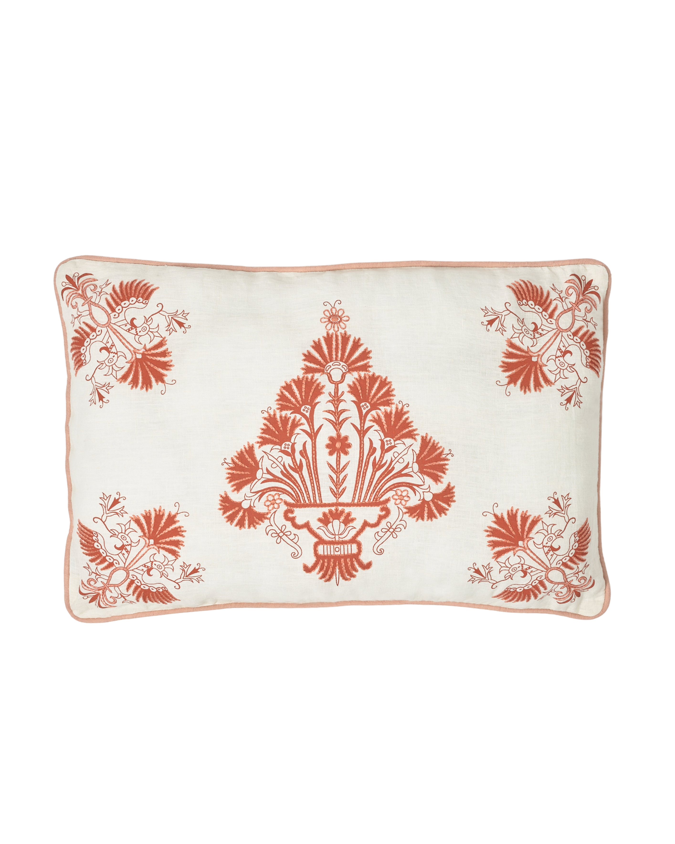 Benaki Embroidered Cushion Cover in White