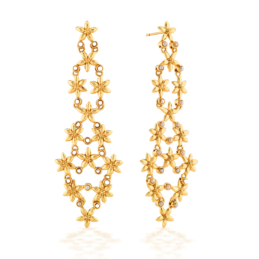 Jasmine Cascade Earrings in Pearl