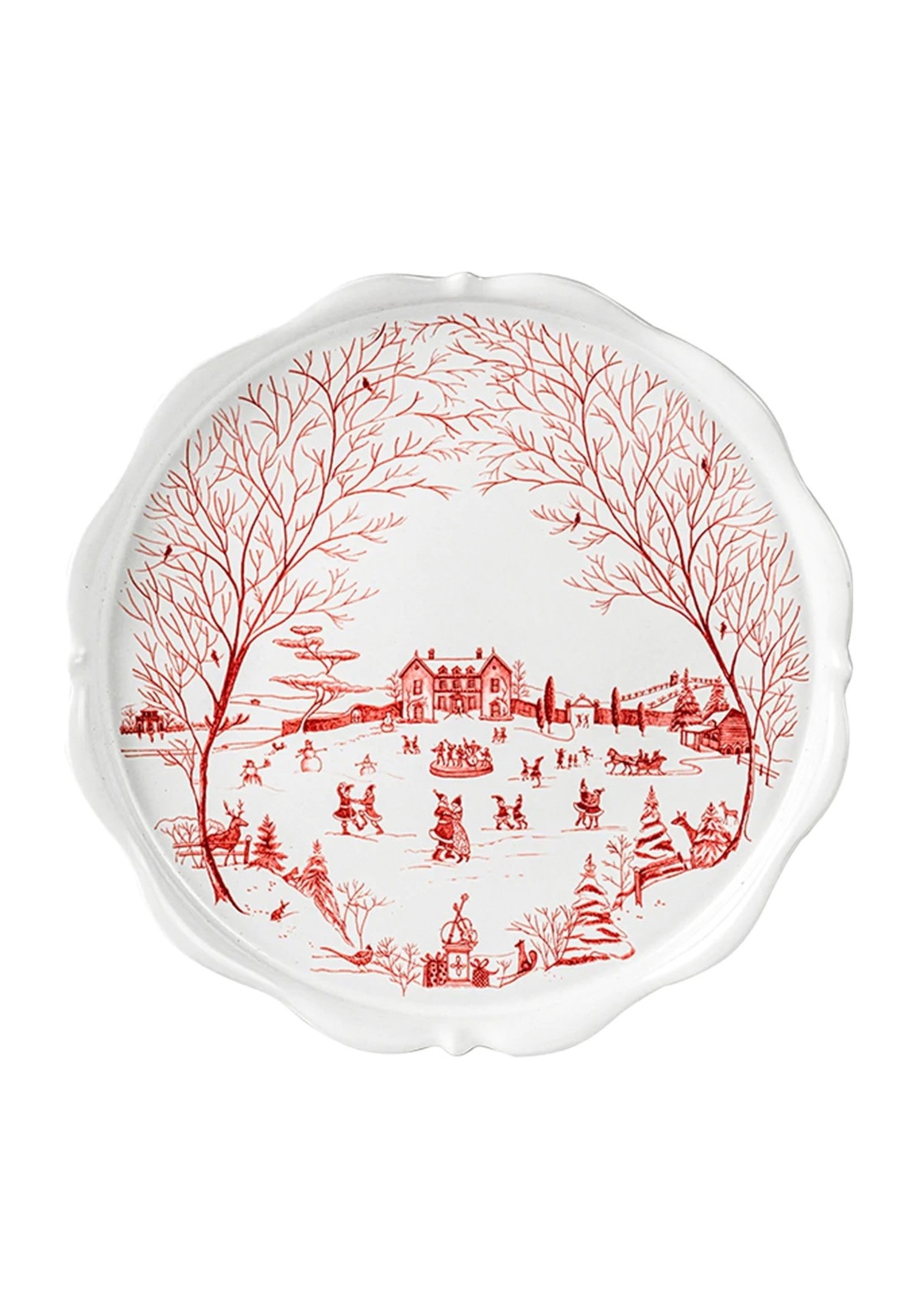 Country Estate Winter Frolic Ruby Cake Stand
