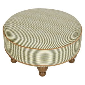Astre Ottoman by Nate Berkus in Performance Olive Stripe Eco-Crossweave with Toffee Feet