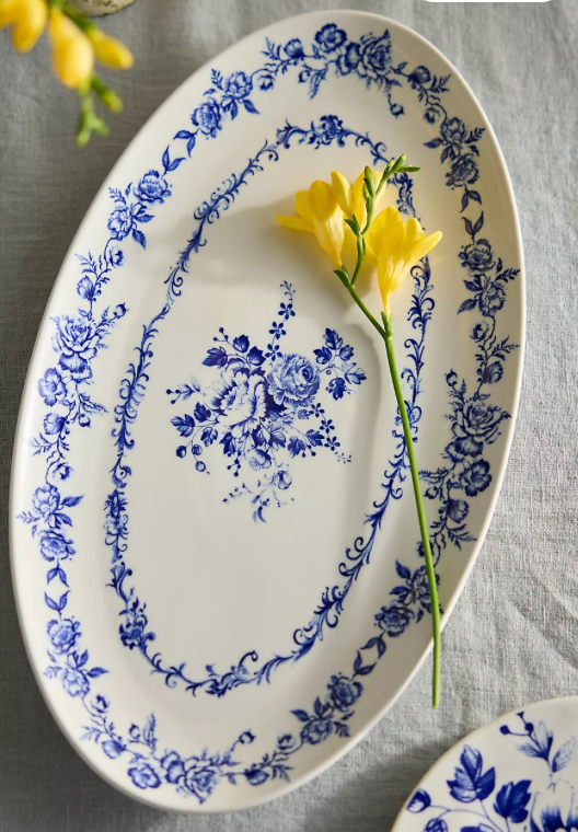 Botanical Transferware Serving Platter