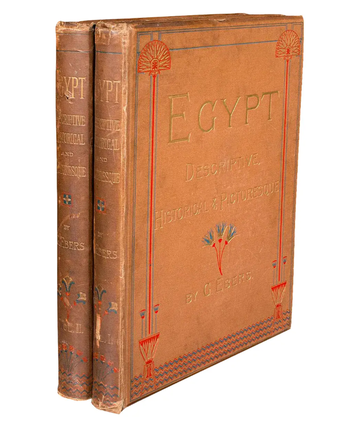1884's 2 Large Vols Antique Reference Book, Egypt