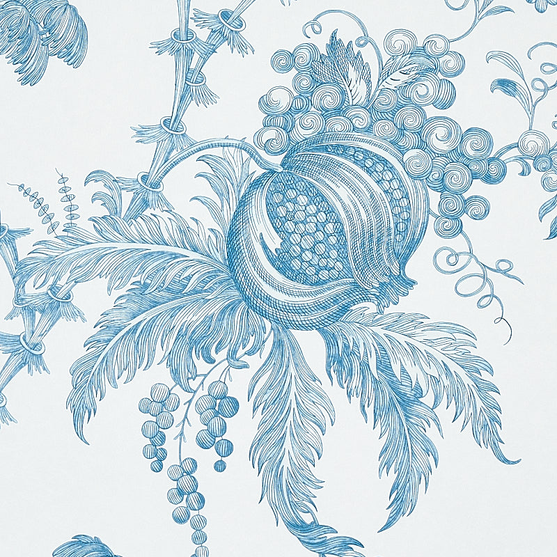 San Cristobal Toile Wallpaper in Peacock