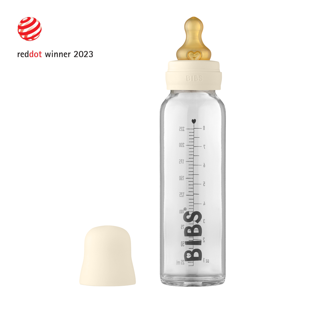 Baby Glass Bottle Complete Set 225ml - Ivory