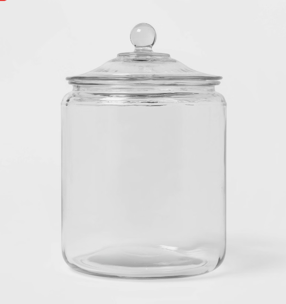 138oz Glass Jar and Lid - Threshold™: Clear Glass Container, Cookie & Candy Storage, Hand Wash, 9.54" Height