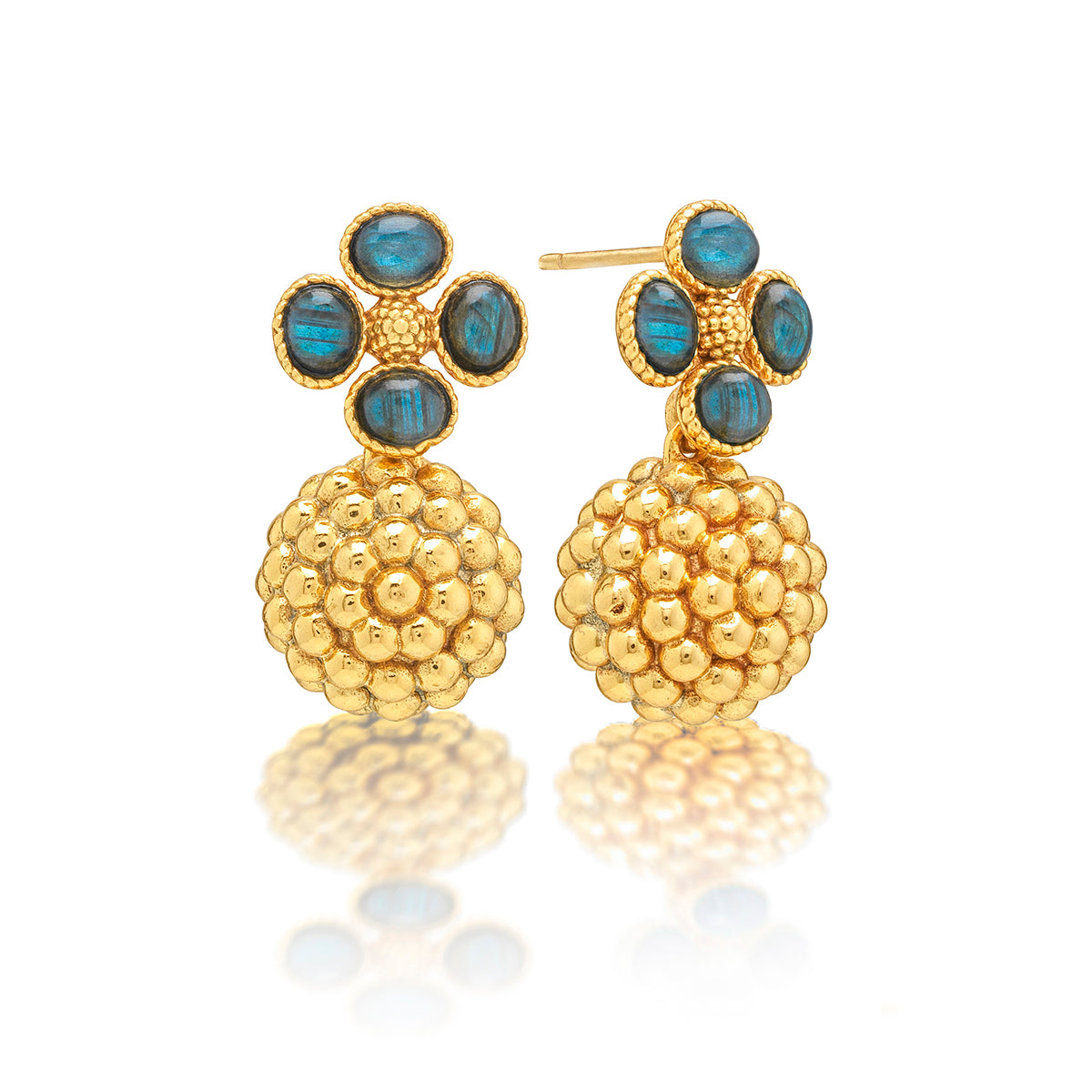 Berry Clover Drop Earrings in Blue Labradorite