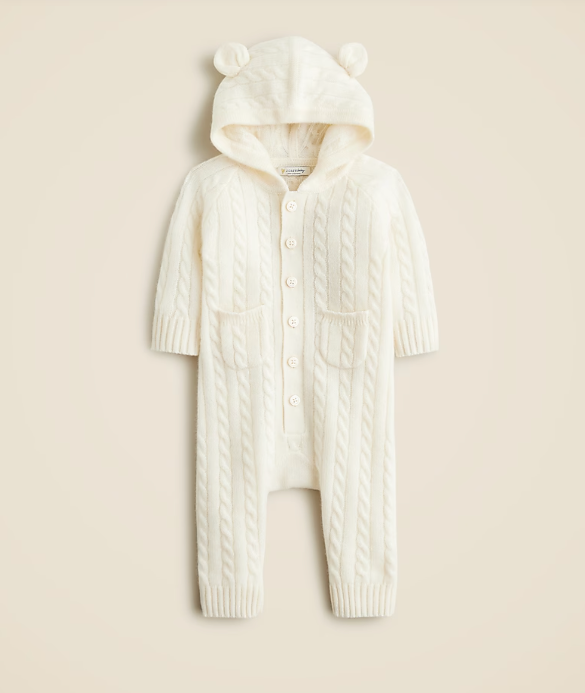 Cable-knit bear one-piece