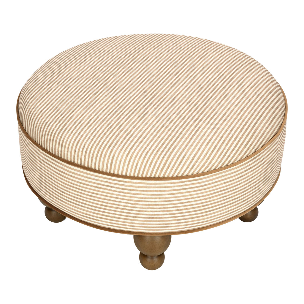 Astre Ottoman by Nate Berkus in Performance Bronze Stripe Eco-Crossweave with Toffee feet