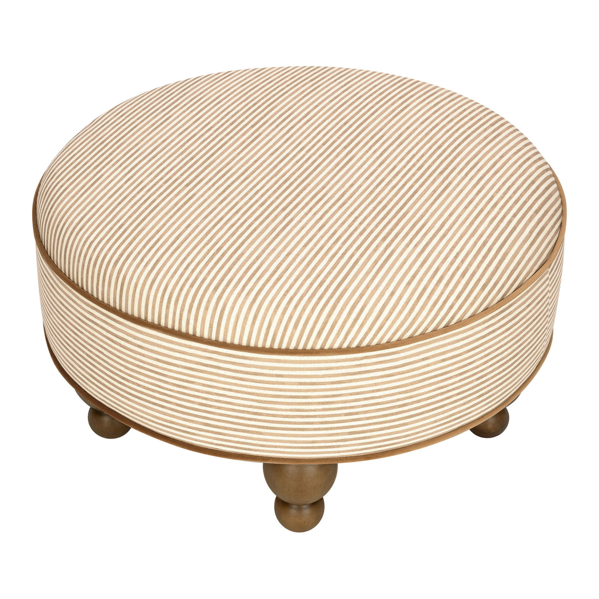 Astre Ottoman by Nate Berkus in Performance Bronze Stripe Eco-Crossweave with Toffee feet