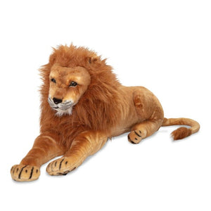 Front three-quarter view of Lion Stuffed Animal showcasing realistic detailing and soft full mane on white background