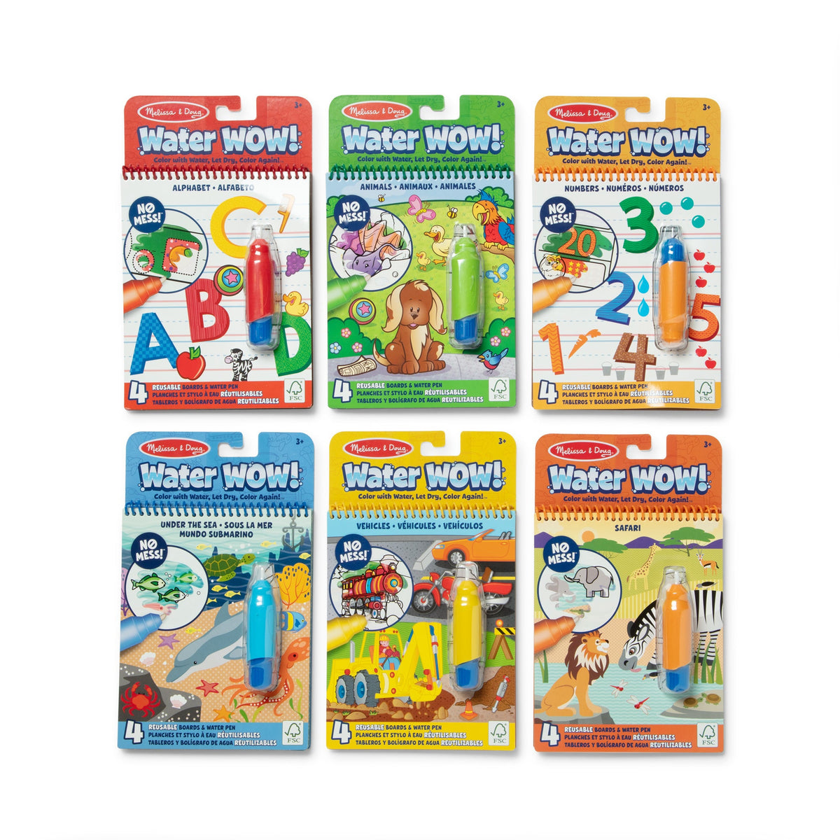 Water WOW! 6-Pack Set: Animals, Vehicles, Alphabet, Numbers, Safari, Under the Sea