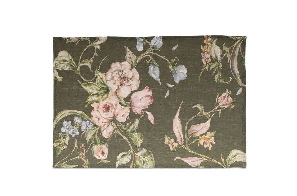 In Bloom Placemats in Vert, Set of 4 | Over The Moon