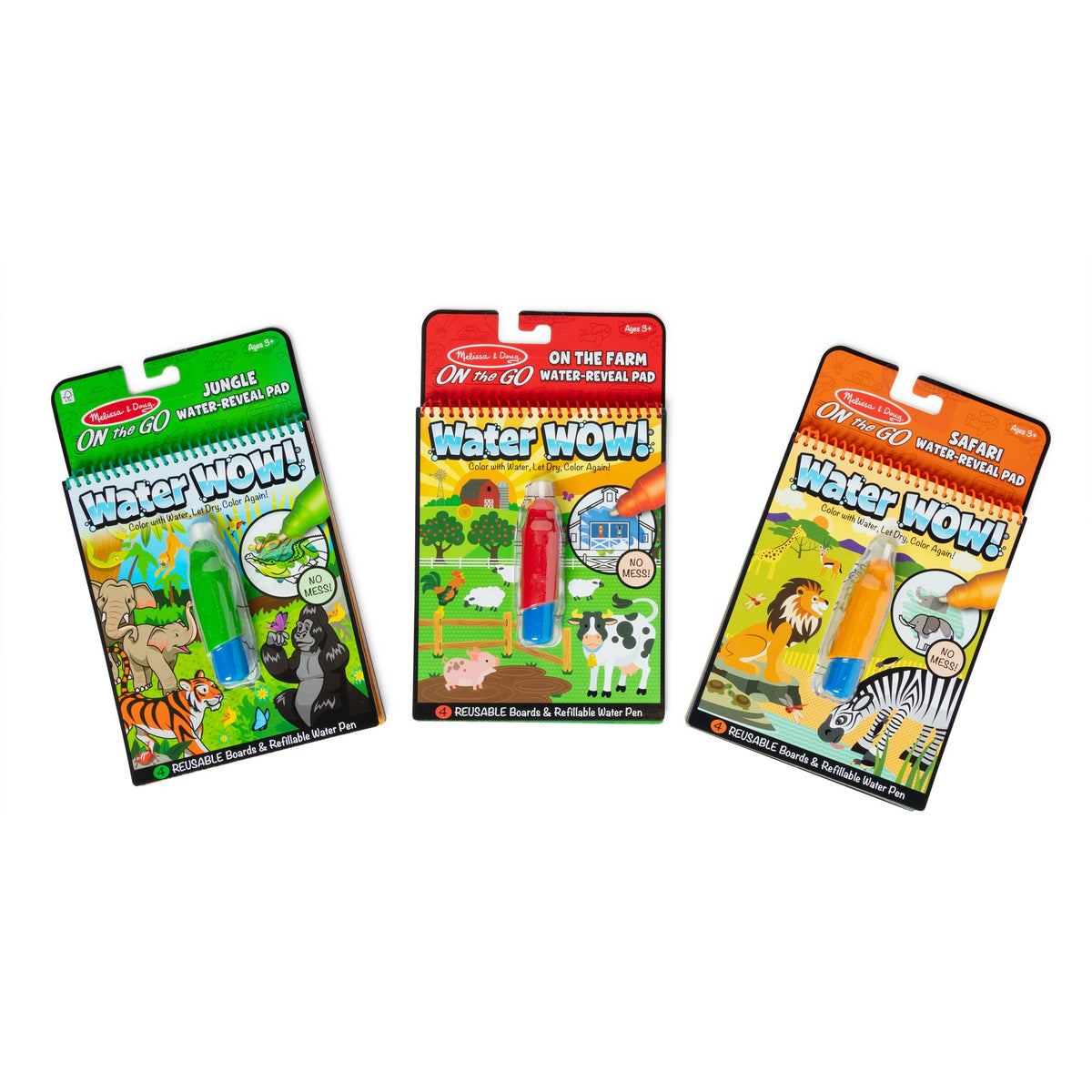 Water Wow! 3-Pack Set: Jungle, Safari, Farm