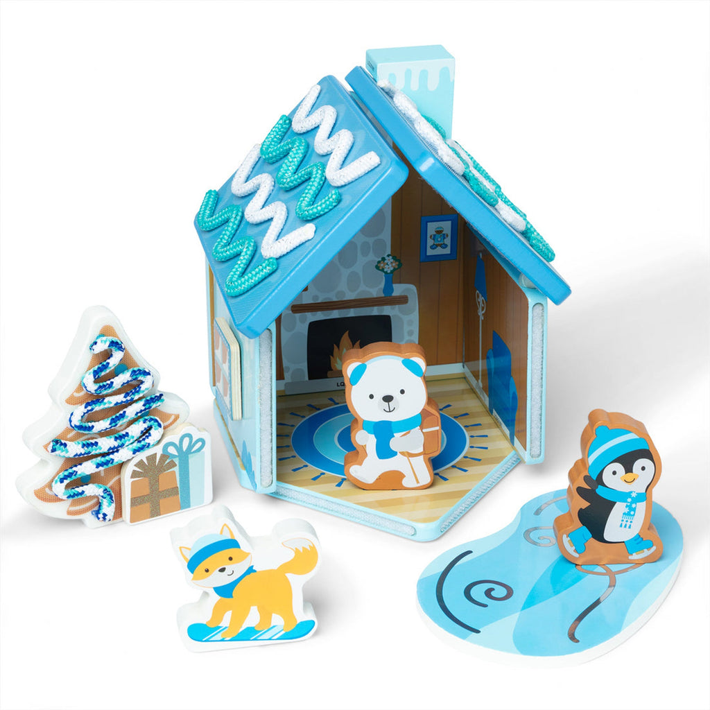 Wooden Gingerbread House Play Set: Winter Frost