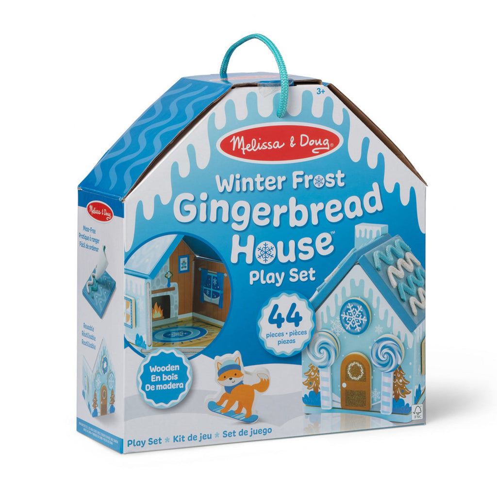 Wooden Gingerbread House Play Set: Winter Frost