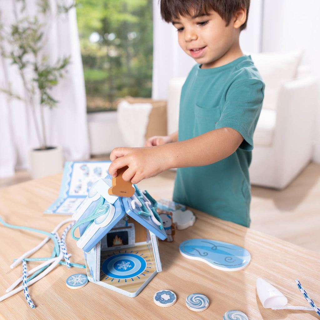 Wooden Gingerbread House Play Set: Winter Frost