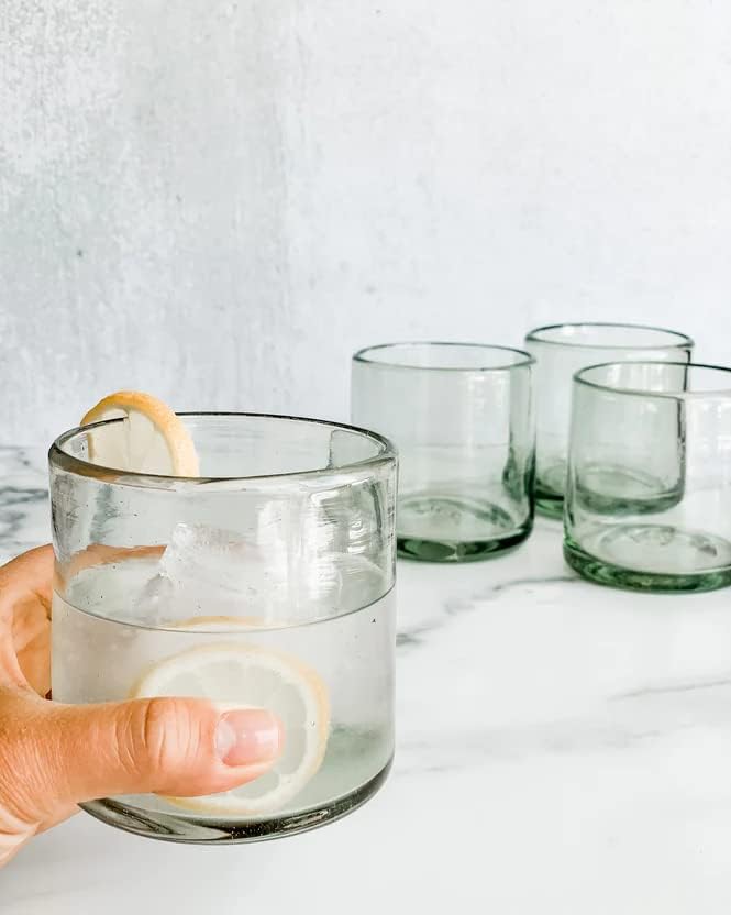 Clear 12 oz Large DOF Glasses (set of 6), Recycled Glass, Lead-free, Toxin-Free (12oz Large DOF)