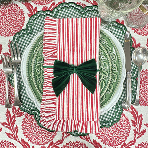 Red Stripe Ruffle Napkins, Set of 4