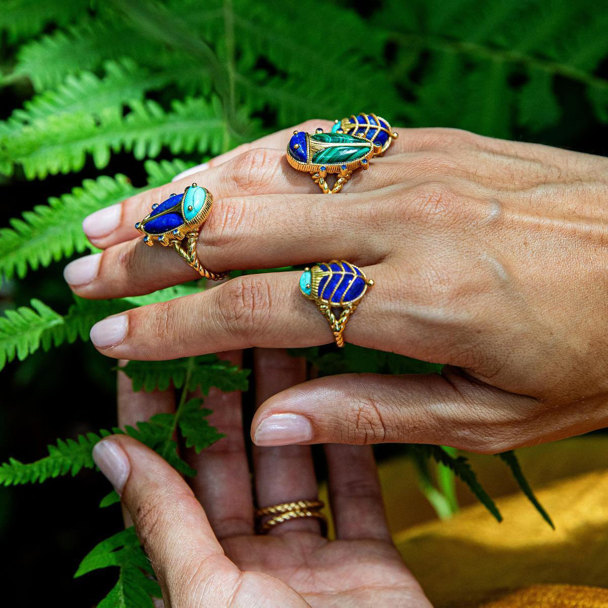 Scarab Petite Ring in Turquoise/Lapis
