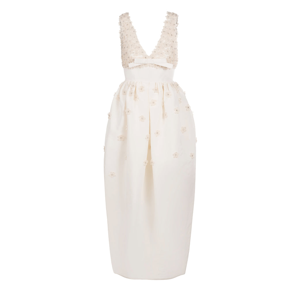 Rainey Dress with Floral Appliqué | Over The Moon
