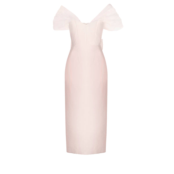 Sylvie Dress in Ballet Pink Silk Wool | Over The Moon