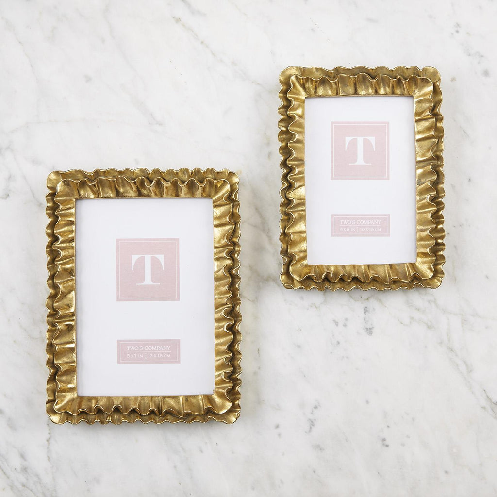 Gold Ruffles Photo Frames, Set of 2