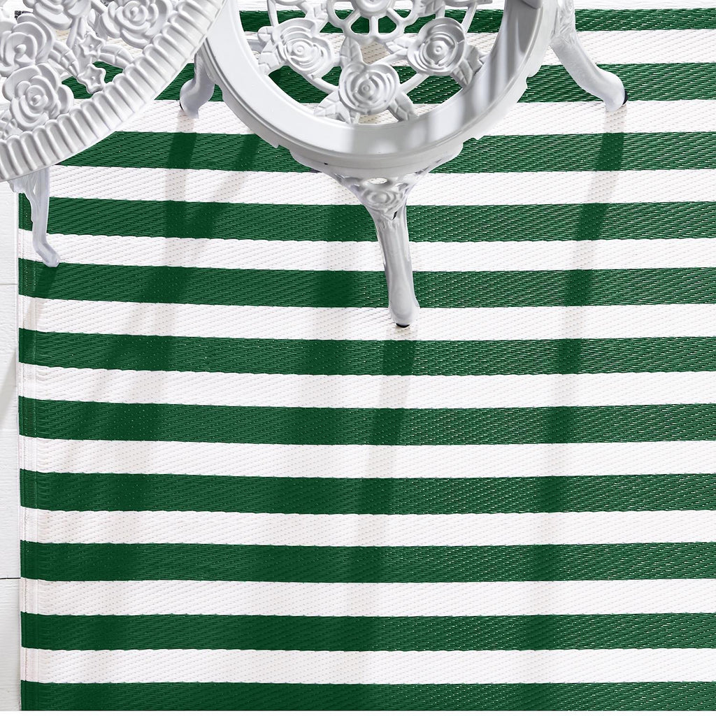 Green and White Stripes Mat