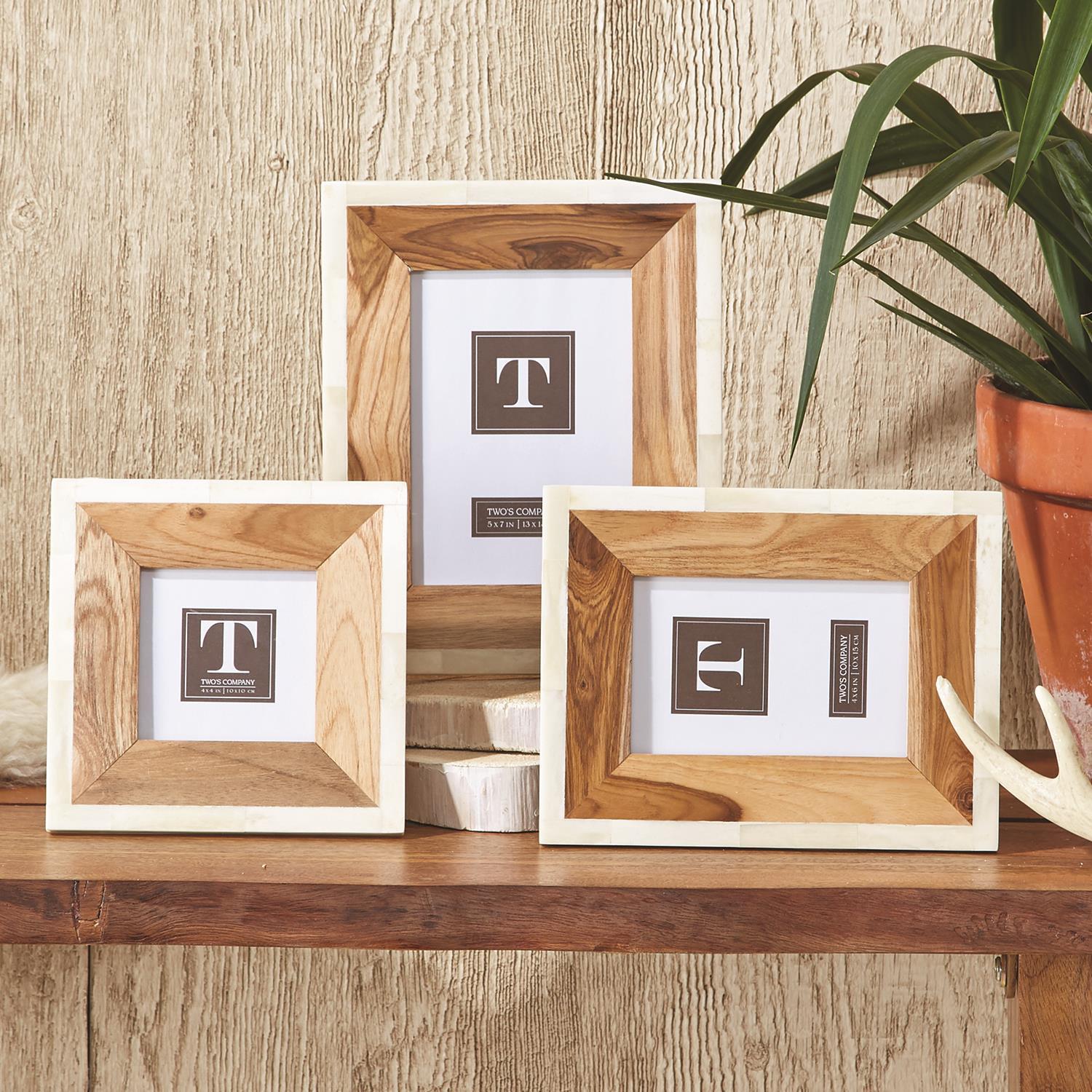 Wood and Bone Photo Frame, Set of 3