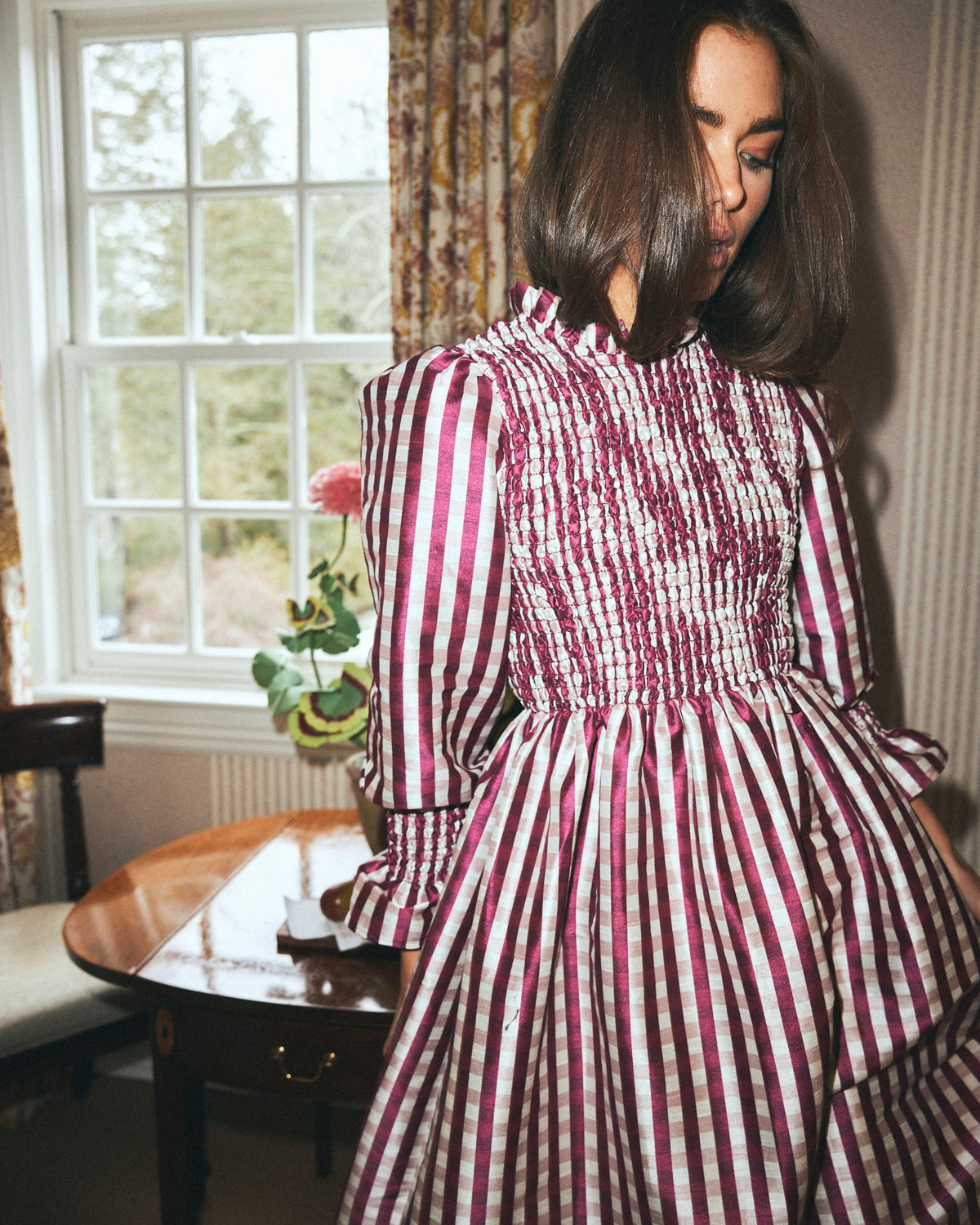 Molly Dress in Wine Gingham