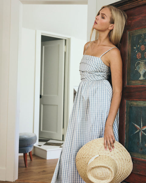 ワンピース soor ploom clementine dress light indigo Clementine Dress in Blue Gingham | Over The Moon