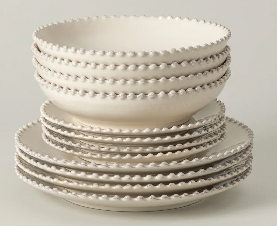 12-piece Dinnerware Set with Soup / Pasta Bowl Pearl