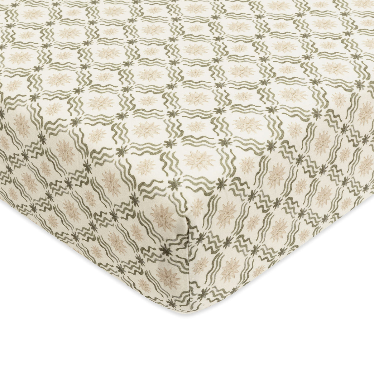 Crib Sheet in GOTS Certified Organic Brushed Cotton by Nate Berkus in Juniper Star