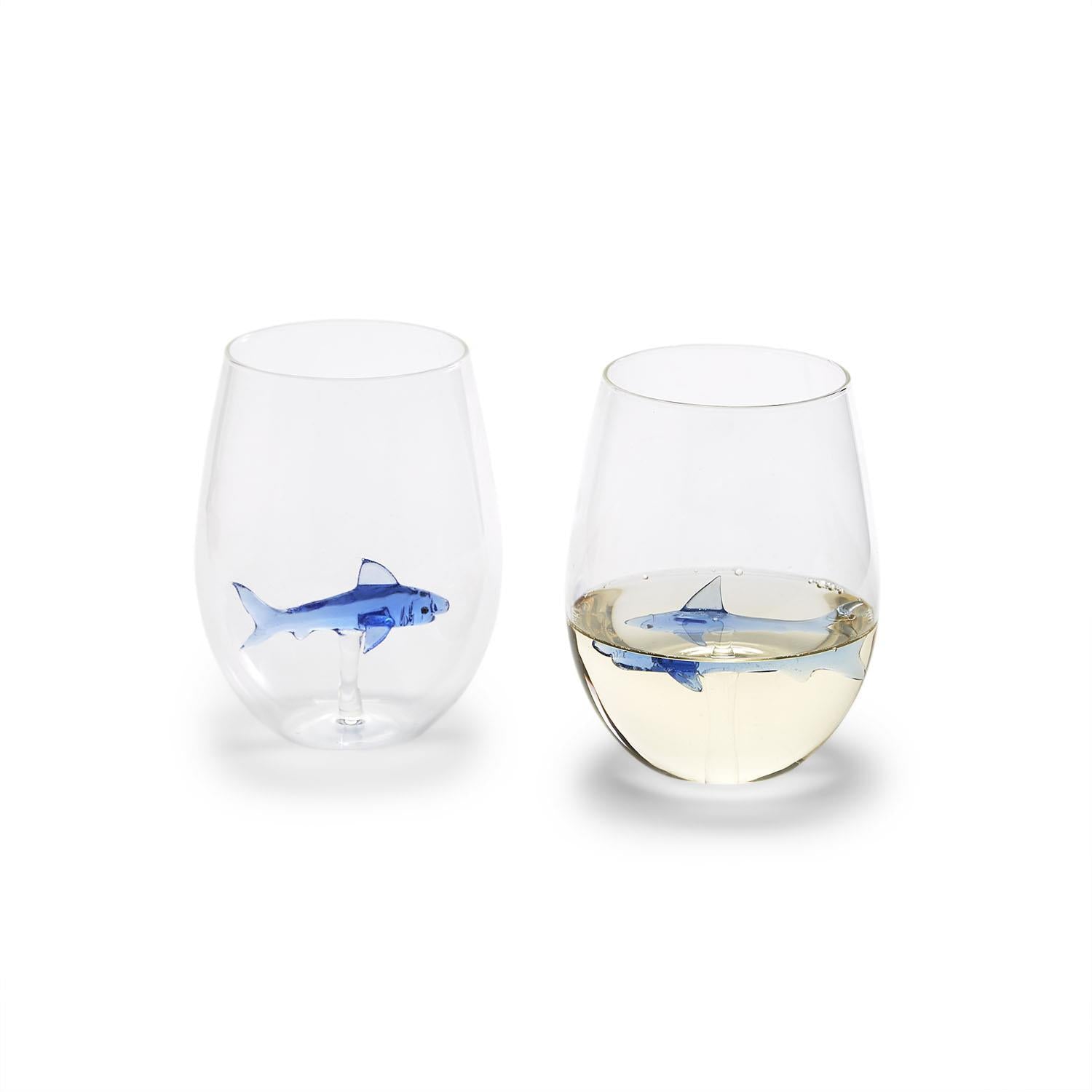 Two's Company Great White Shark Wine Glass - Thumbnail 3