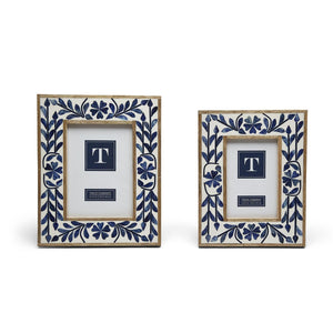 Blue Belle Bone Inlay Photo Frame, Set of 2