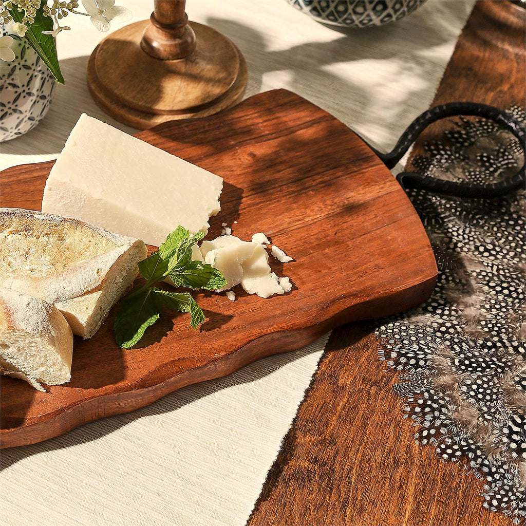 Rustic Edge Serving Boards with Hammered Iron Handle