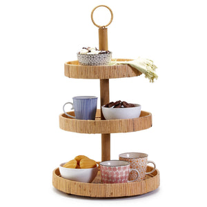 Adjustable 3 Tiered Handcrafted Rattan Centerpiece