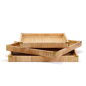 Rattan Square Tray, Set of 3