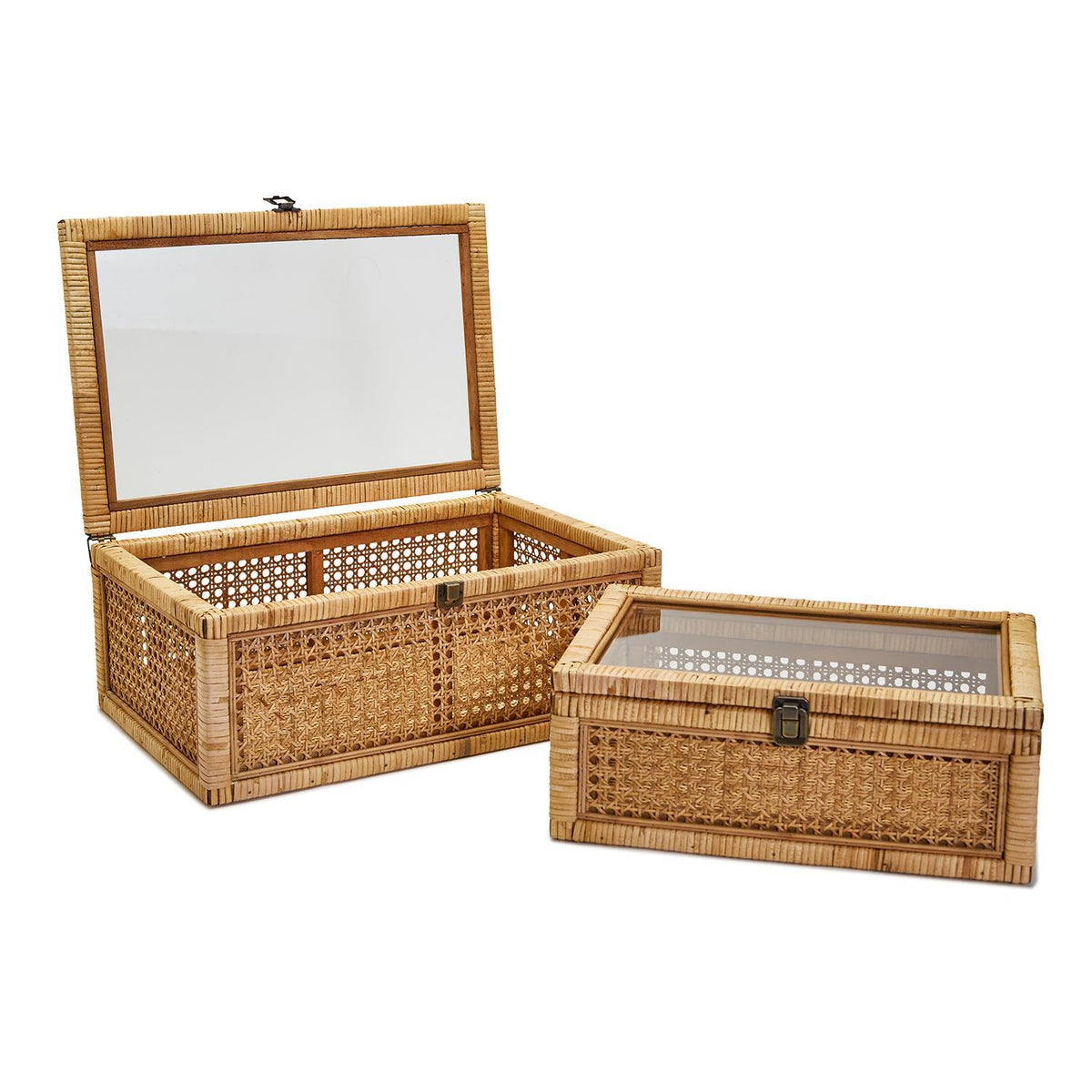 Rattan Decorative Storage Boxes, Set of 2