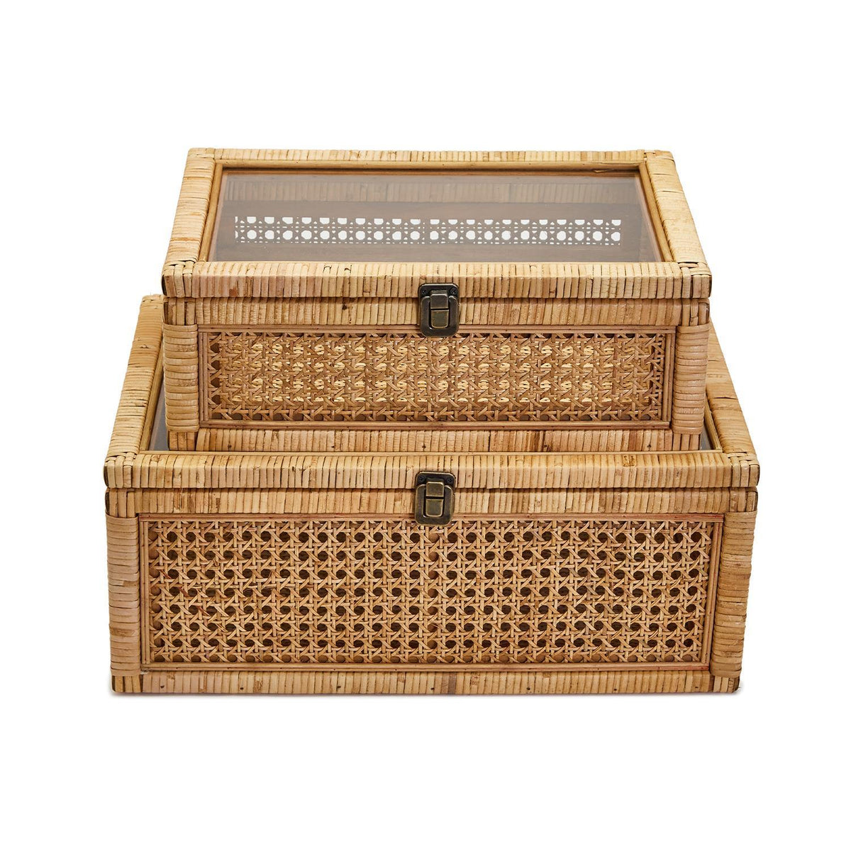 Rattan Decorative Storage Boxes, Set of 2