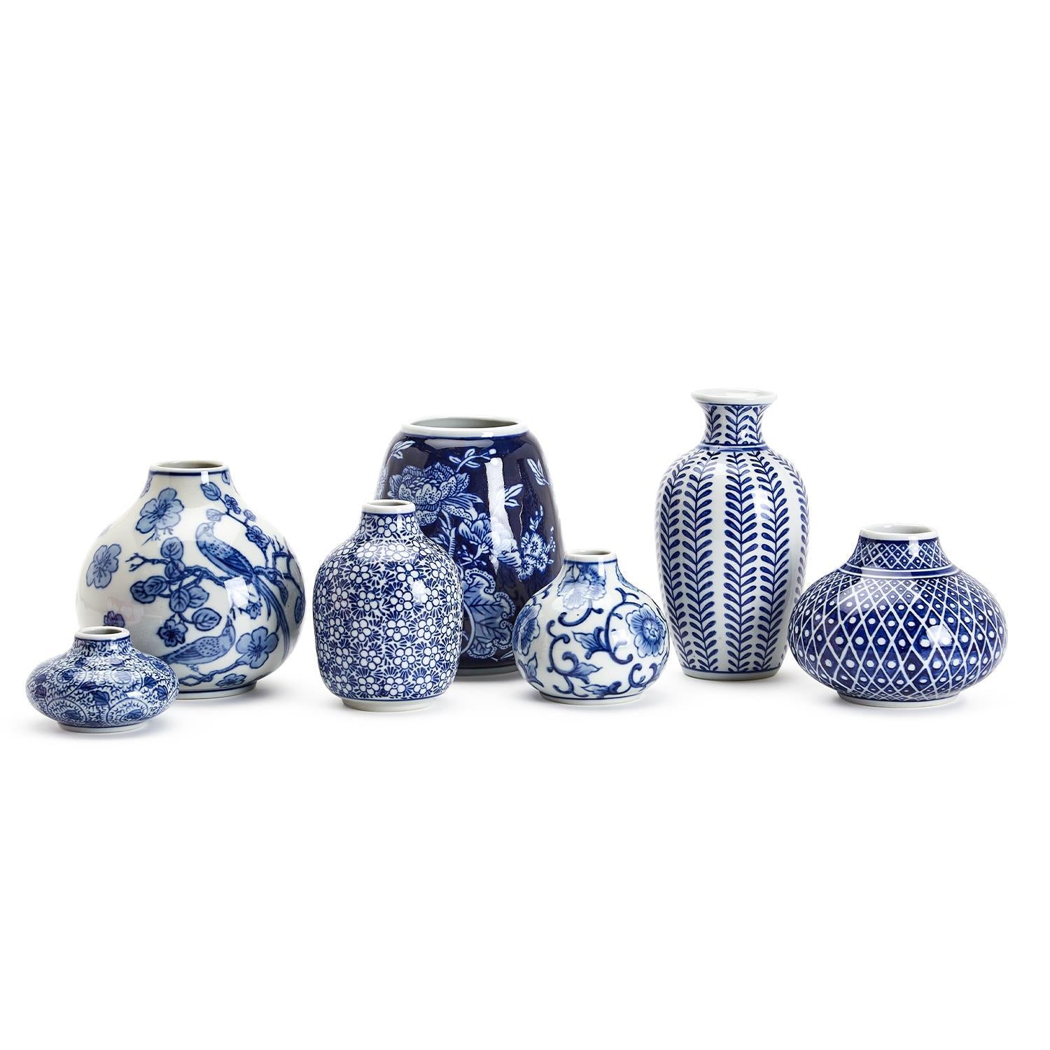 Blue & White Vase, Set of 7