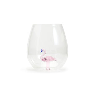 Flamingo Stemless Wine Glass