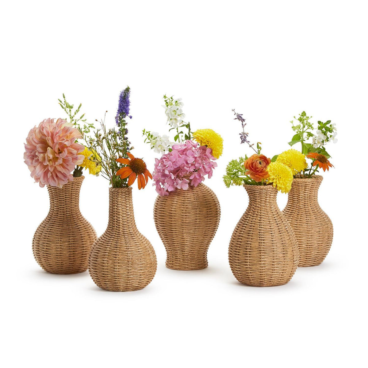 Natural Beauties Set of 5 Basket Weave Pattern Vase