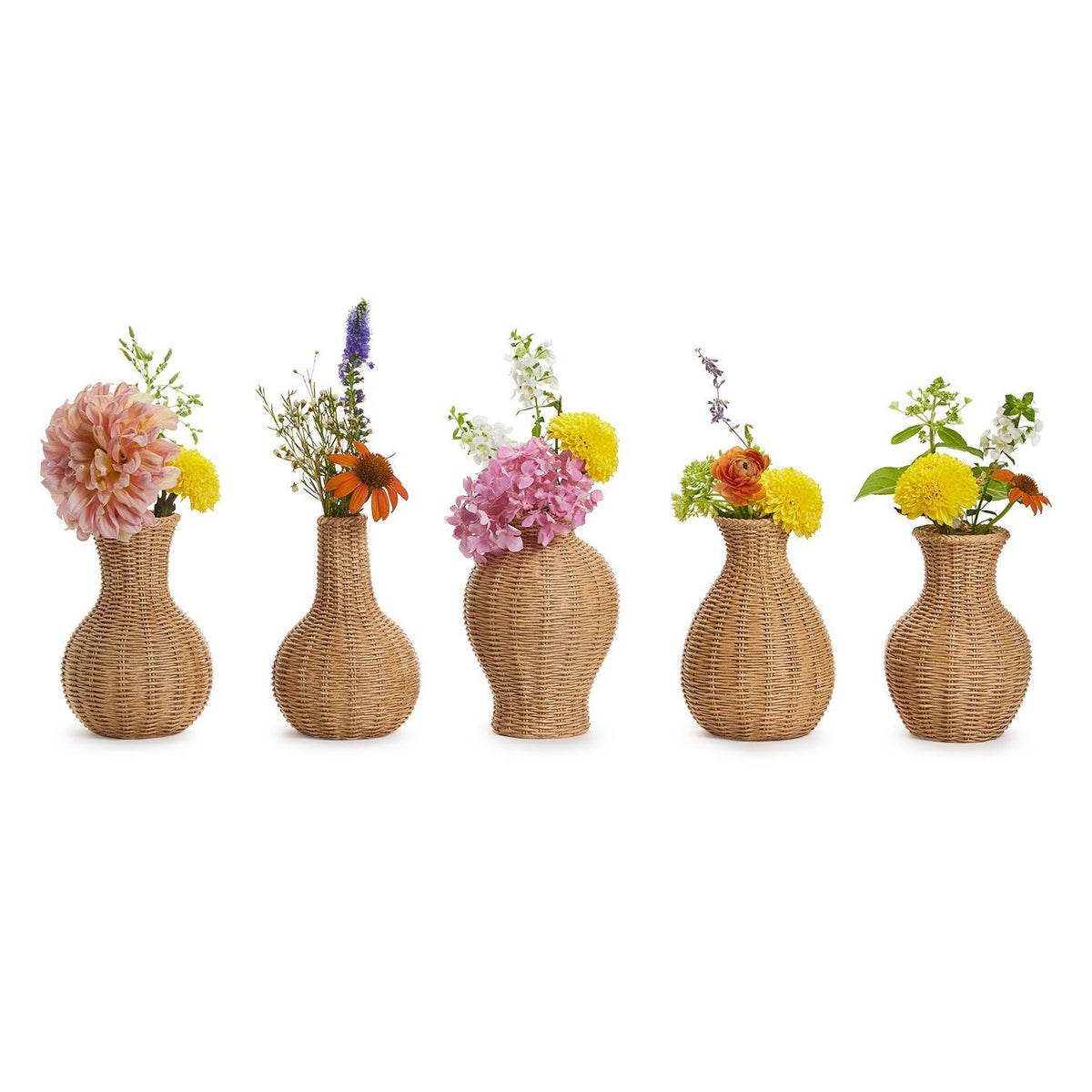 Natural Beauties Set of 5 Basket Weave Pattern Vase