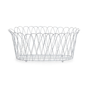 French Wireworks Alfabia Double Planter Basket with Antique White Finish