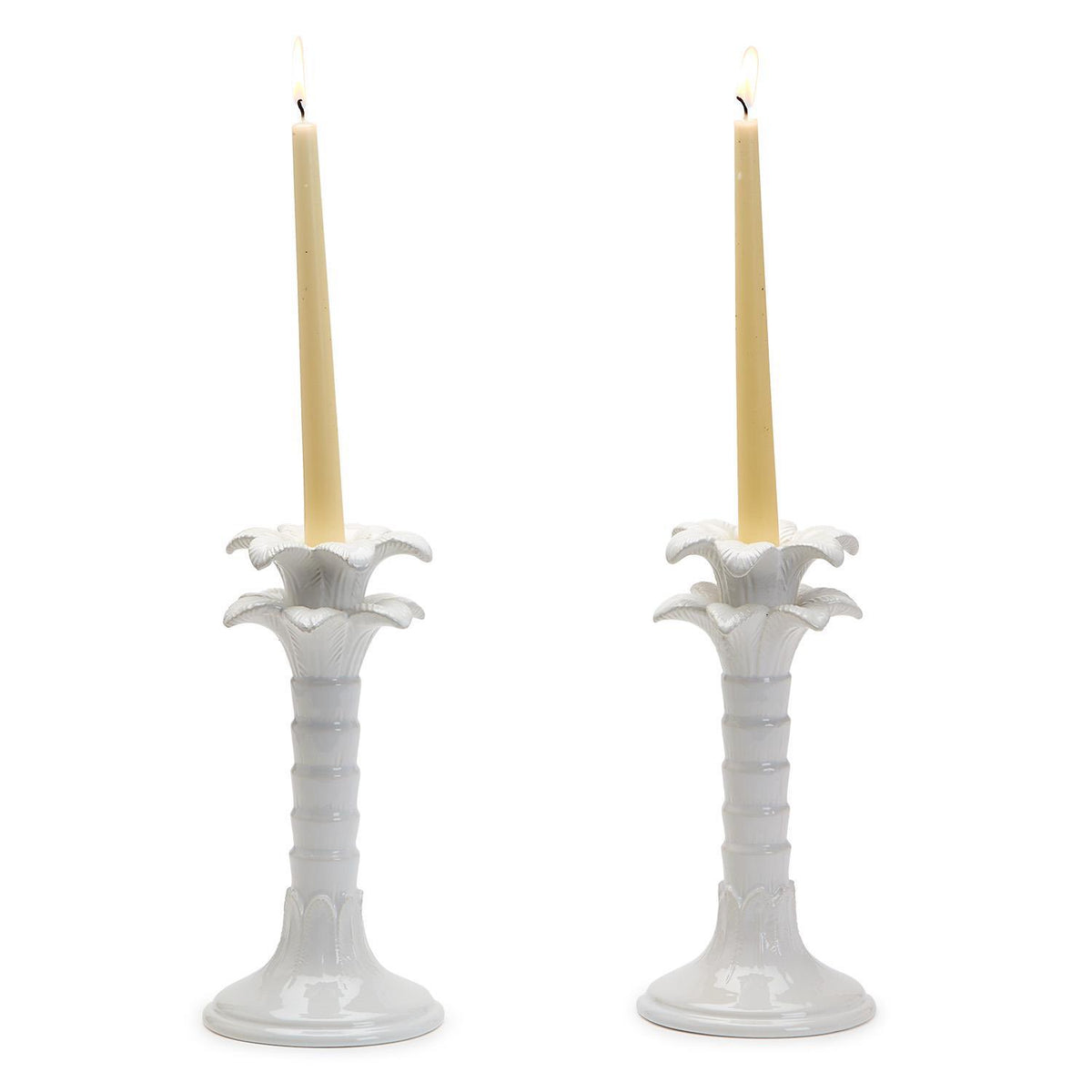 Palm Leaf Taper Candlestick Holders