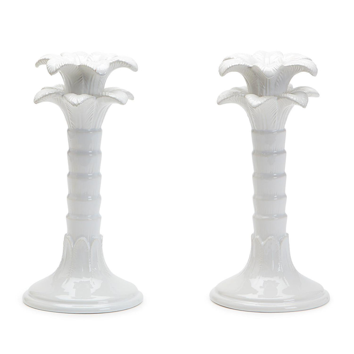 Palm Leaf Taper Candlestick Holders