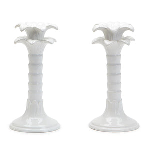 Palm Leaf Taper Candlestick Holders