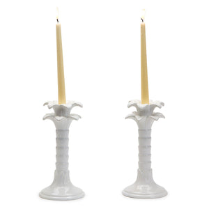 Palm Leaf Taper Candlestick Holders