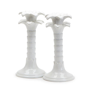 Palm Leaf Taper Candlestick Holders