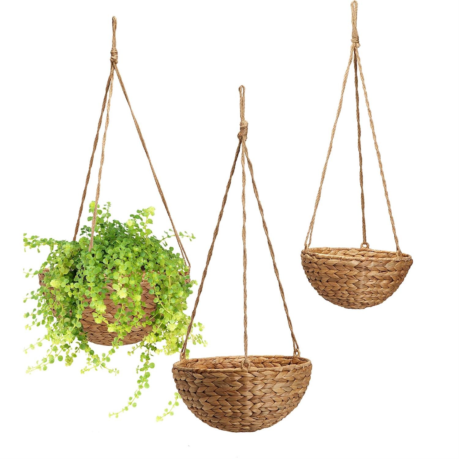 Rice Nut Weave Round Hanging Basket, Set of 3